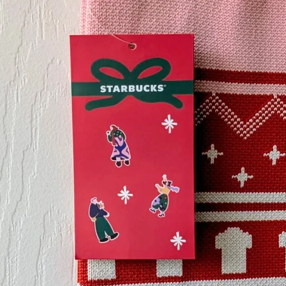 New 2023 China Starbucks Christmas Knitted Pink/Red Tote Bag - Picture 4 of 5